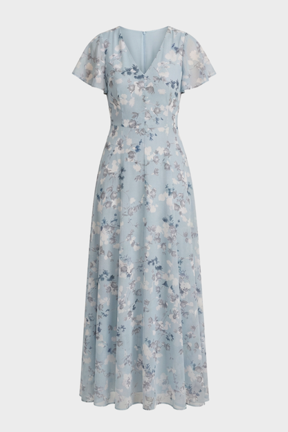 Women's Floral Maxi | Flutter Sleeve