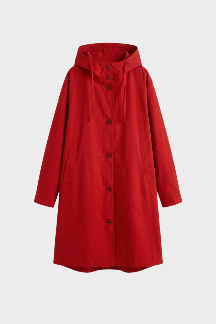Women's Hooded Raincoat | Button-Front