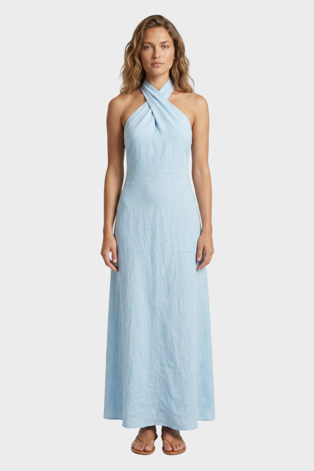 Women's Cross-Halter Maxi | Linen-Look