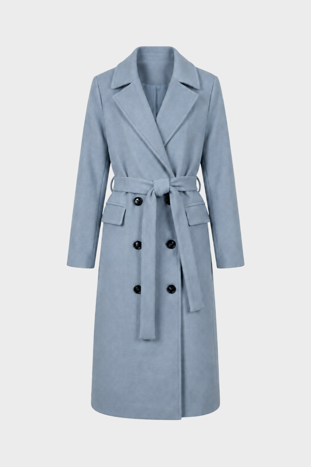 Women's Coat with Belt and Notched Collar