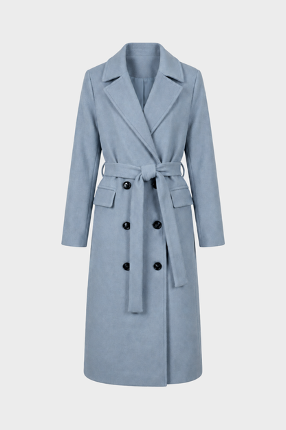 Women's Coat with Belt and Notched Collar