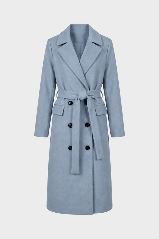 Women's Coat with Belt and Notched Collar