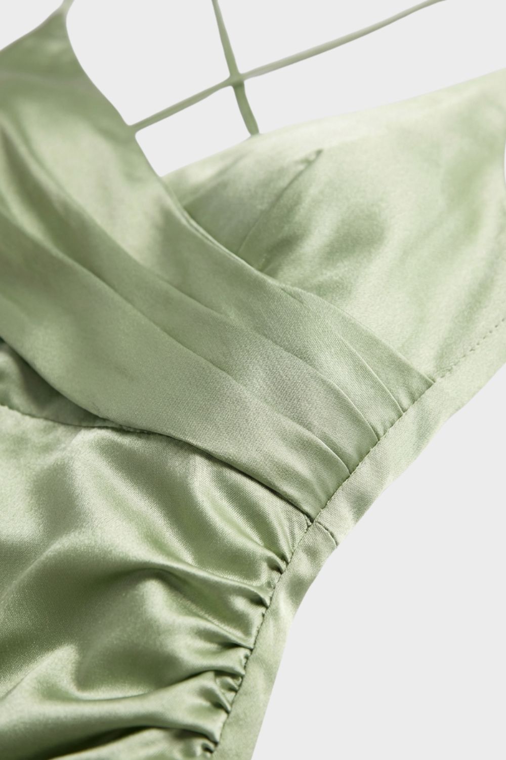 Women's Satin Maxi Dress with Wrap Effect and Slit