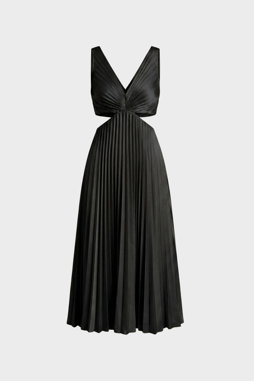 Maxi Dress for Women with Pleats and V-Neck