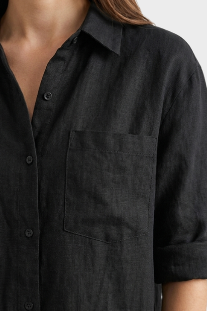 Women's Long Shirt Dress with Button Placket