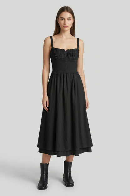 Summer Dress for Women Midi Dress with Straps and Gathering
