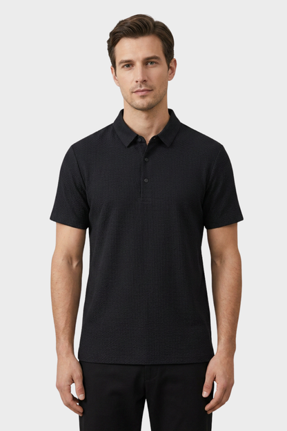 Men's Short Sleeve Polo Shirt with Button Placket
