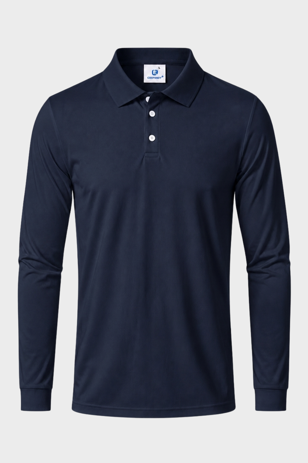 Men's Long Sleeve Polo Shirt with Button Placket
