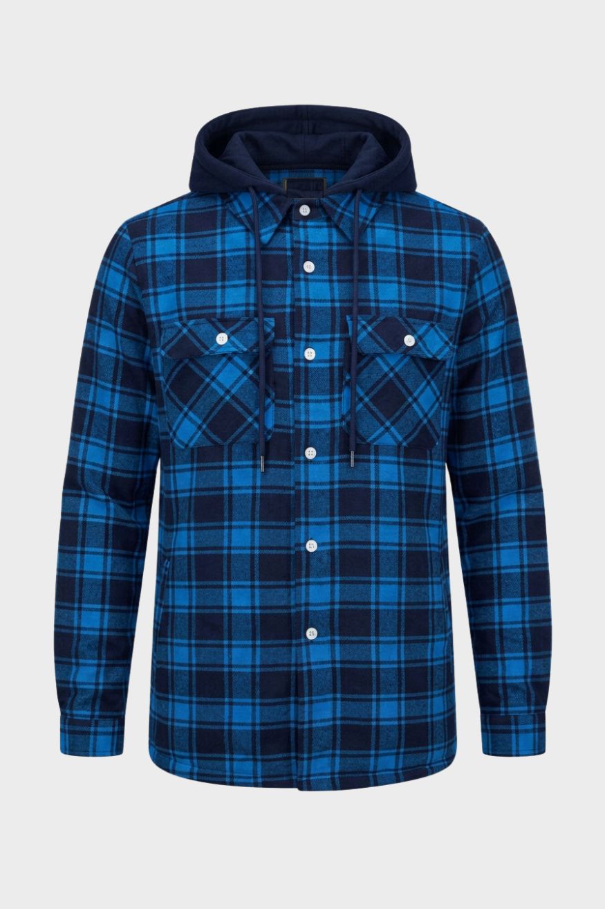 Men's Checked Shirt Jacket | Hooded