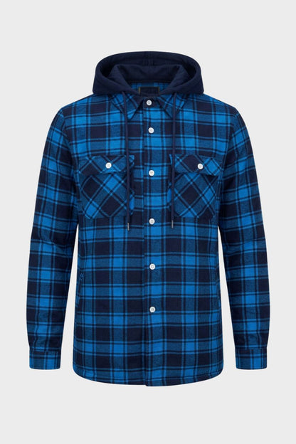 Men's Checked Shirt Jacket | Hooded