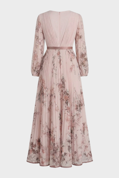 Women's Pleated Maxi Dress | V-Neck