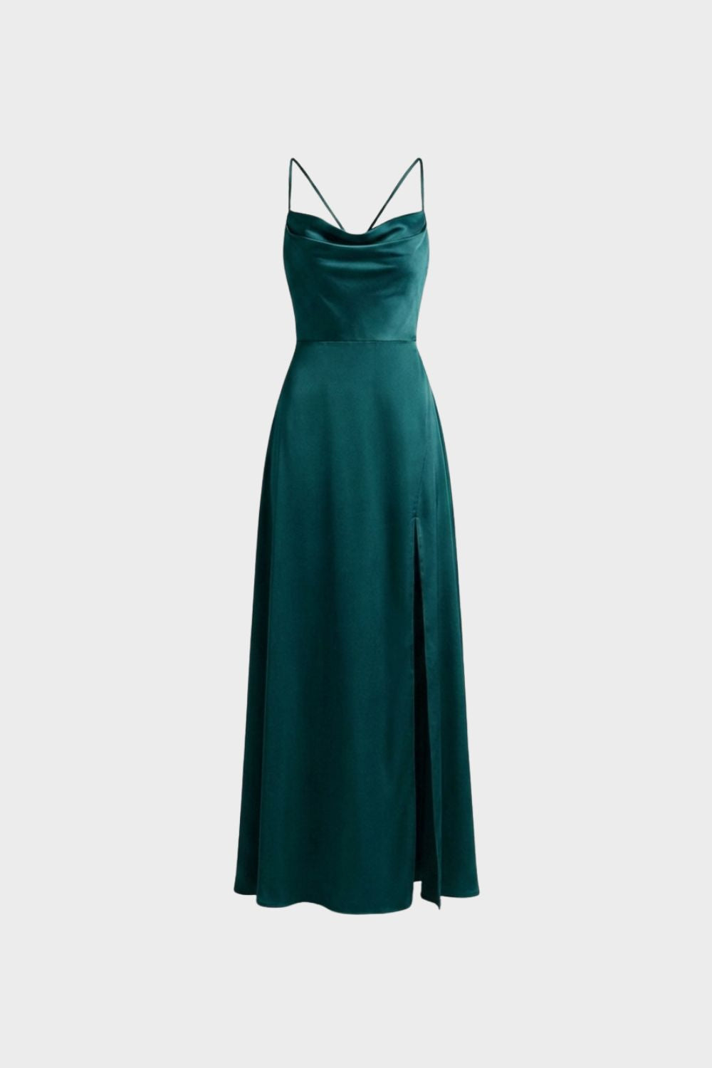 Women's Cowl-Neck Satin Maxi | Slit