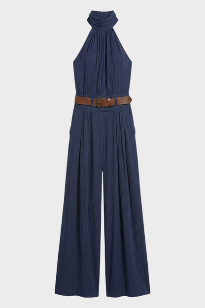 Women's High-Neck Jumpsuit | Wide-Leg