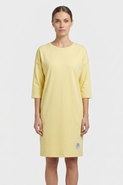 Women's Jersey Dress with Round Neck and 3/4 Sleeve
