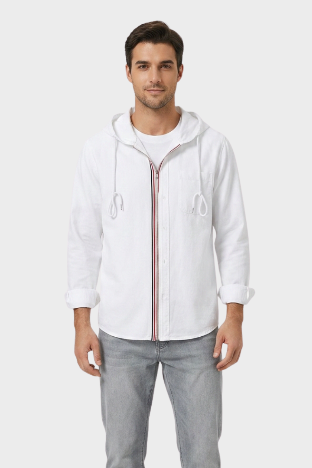 Men's Shirt Jacket with Hood and Zip