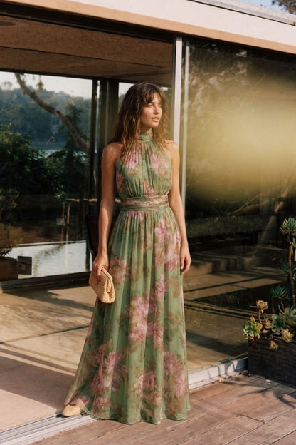 Women's Floral Halter Maxi | Chiffon