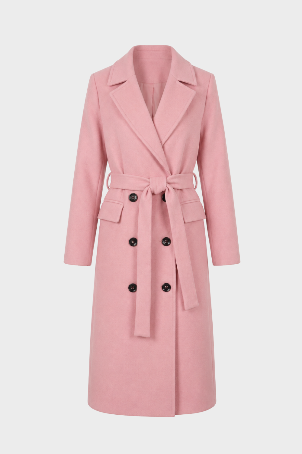Women's Coat with Belt and Notched Collar