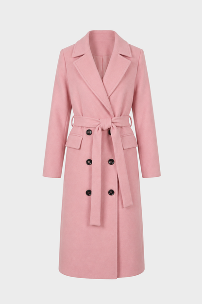 Women's Coat with Belt and Notched Collar