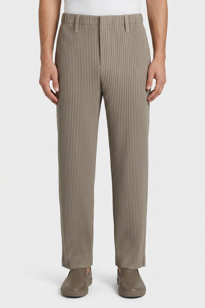 Men's Trousers with Elastic Waistband, Straight Cut, Ribbed