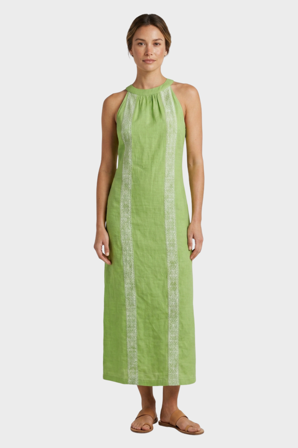 Women's Lace-Trim Linen Maxi | Slit