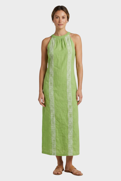 Women's Lace-Trim Linen Maxi | Slit