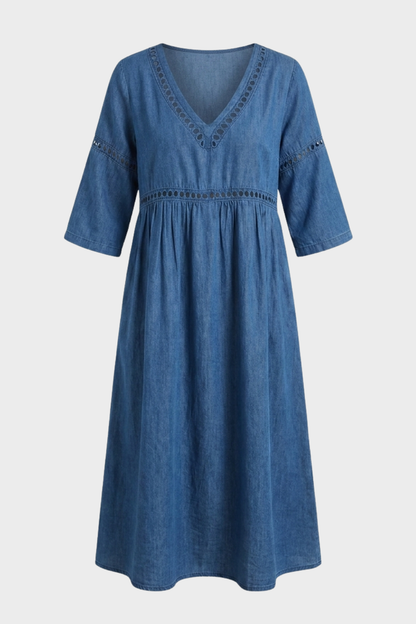 Women's Crochet-Trim Midi | V-Neck