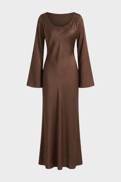 Women's Satin Maxi Dress | Long Sleeve