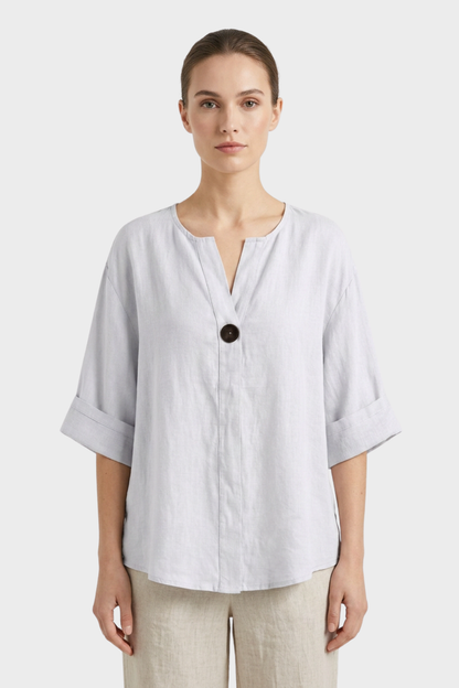 Women's Blouse with V-Neck and Button