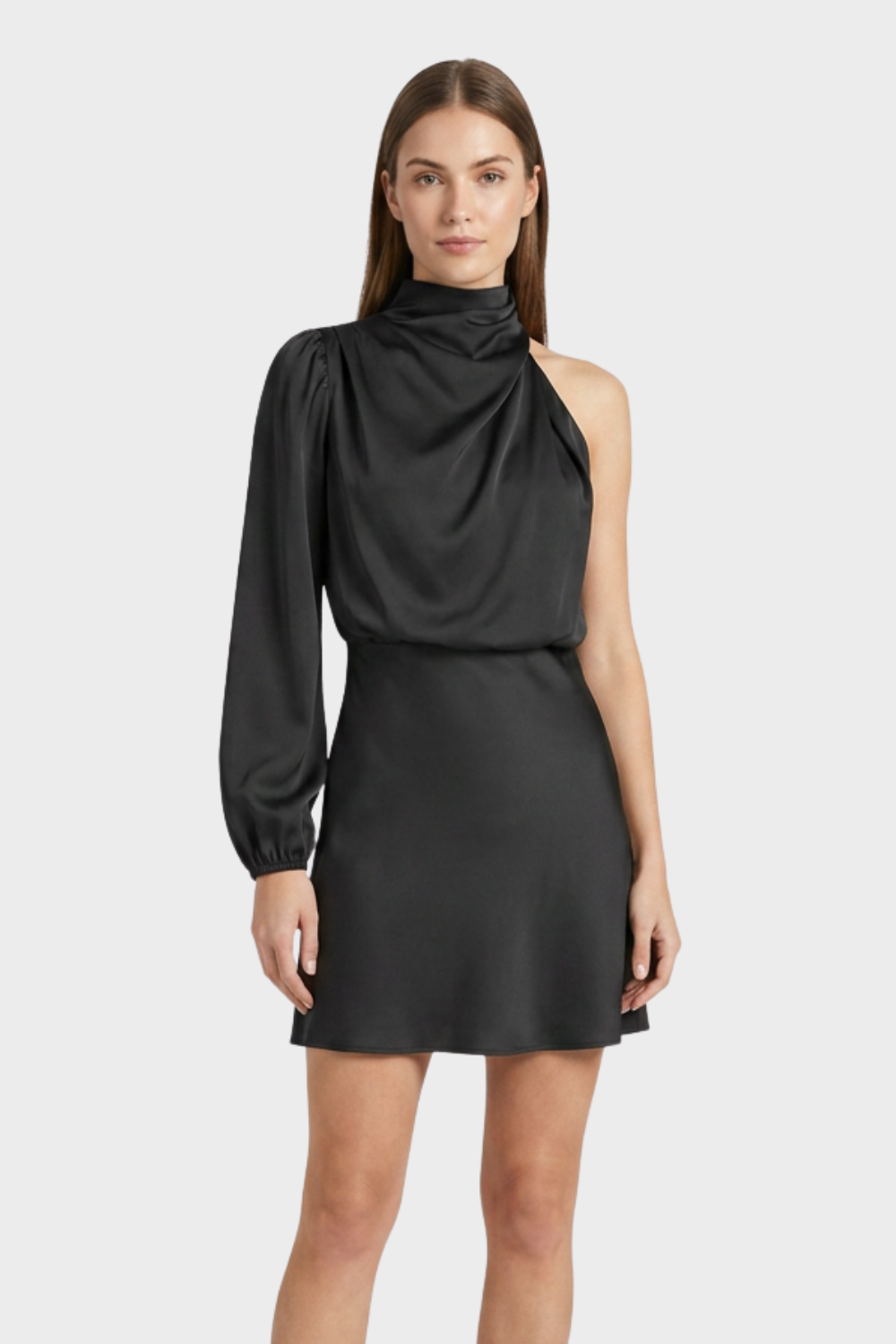 Women's Long Sleeve Dress with Stand-Up Collar