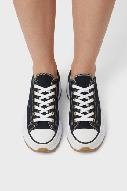 Women's Low Top Sneakers with Lacing and Rubber Cap