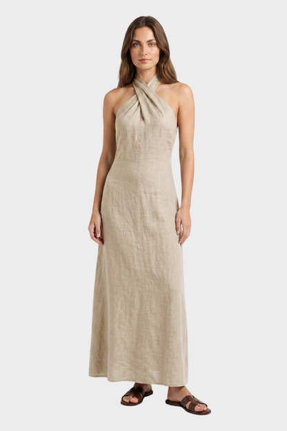 Women's Cross-Halter Maxi | Linen-Look