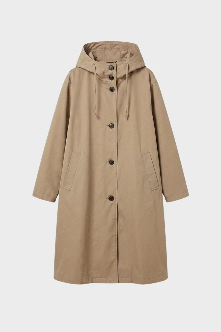 Women's Hooded Raincoat | Button-Front