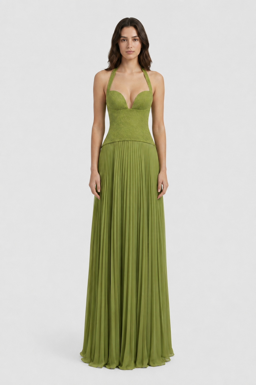 Women's Corset Pleated Maxi | Halter