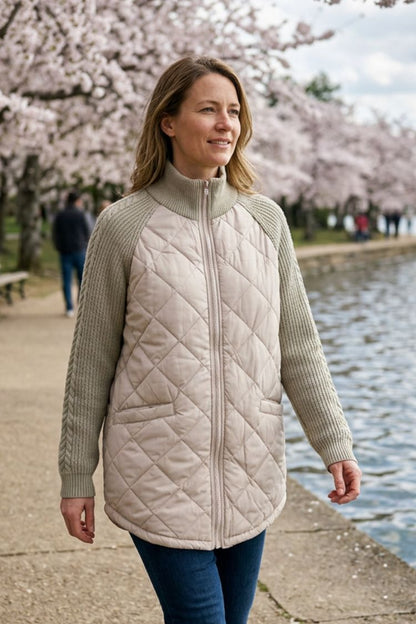 Women's Quilted Jacket | Ribbed Collar