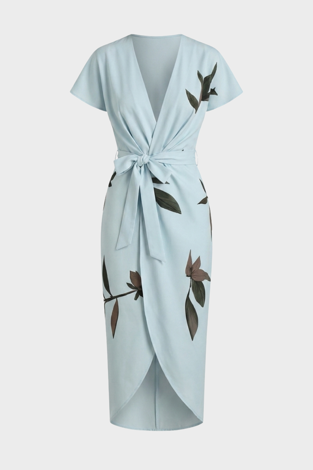 Women's Wrap Midi Dress | Leaf Print