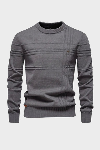 Men's Striped Crew Sweater | Ribbed Trim