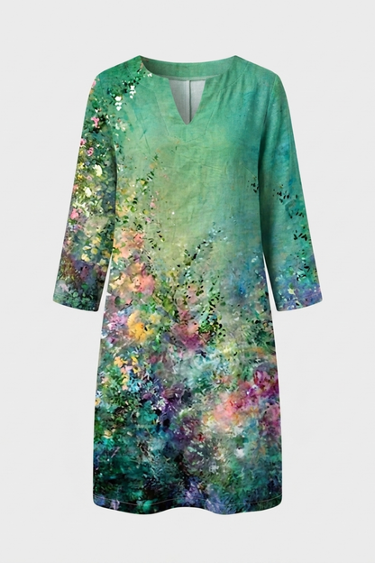 Women's Floral Shift Dress | Split V