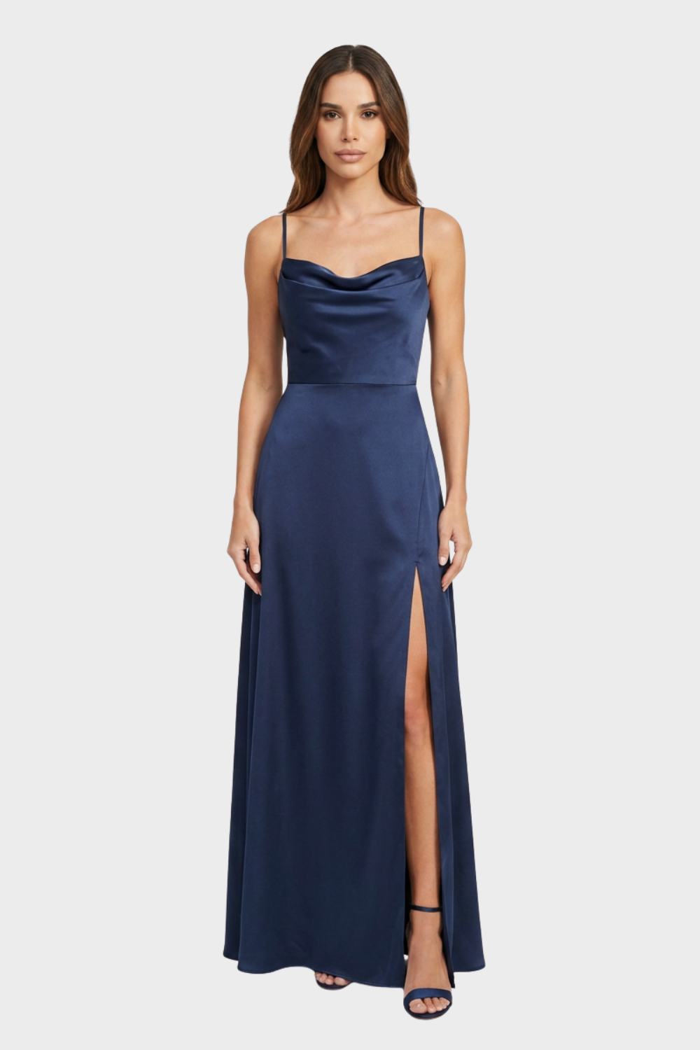 Women's Cowl-Neck Satin Maxi | Slit