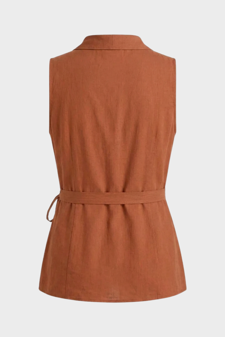 Women's Linen-Look Wrap Top | V-Neck