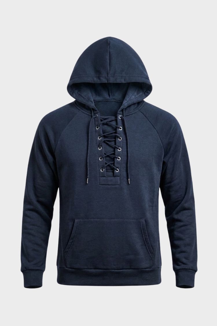 Men's Lace-Up Hoodie | Raglan Sleeve