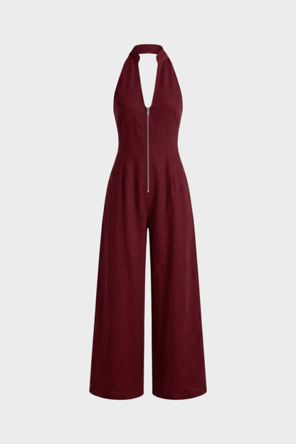 Women's Zip-Front Jumpsuit | Halter