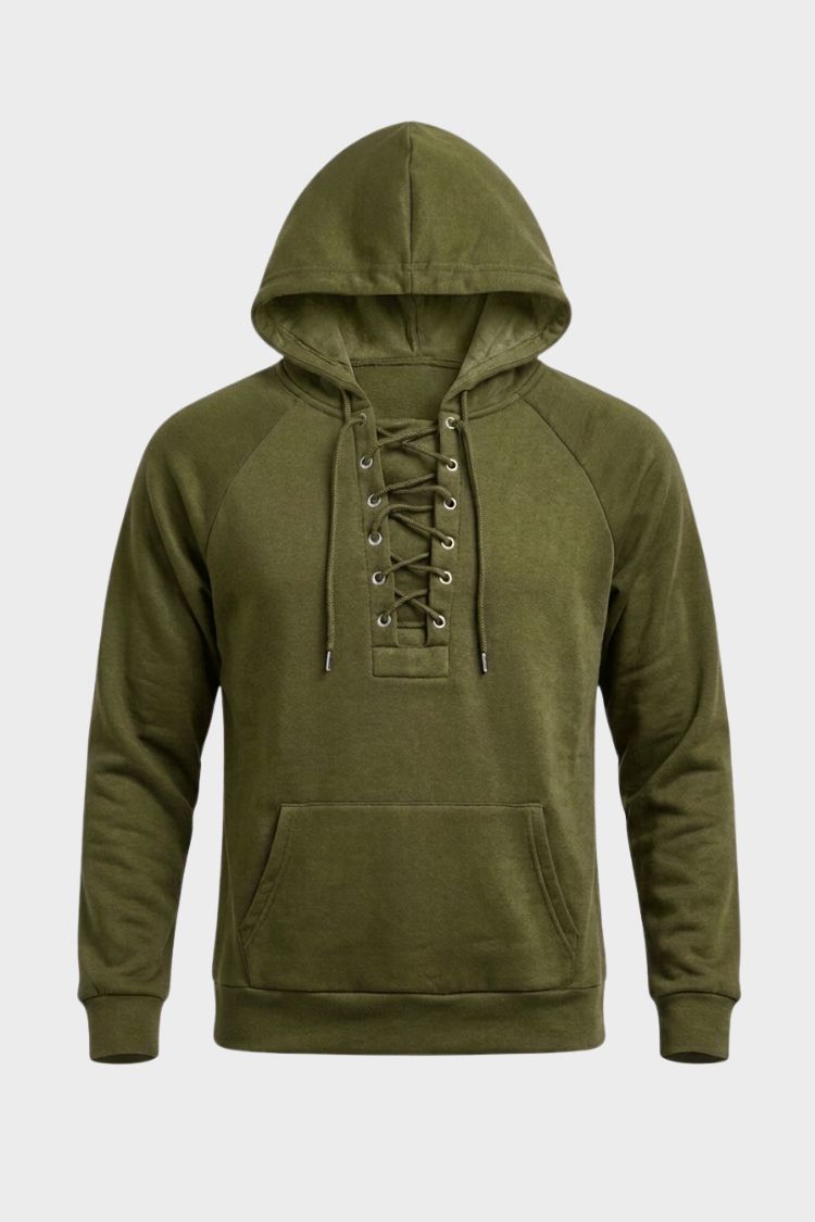 Men's Lace-Up Hoodie | Raglan Sleeve