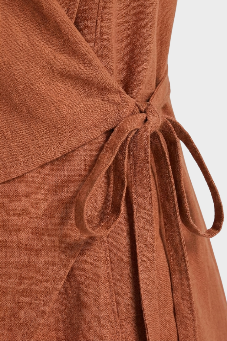Women's Linen-Look Wrap Top | V-Neck