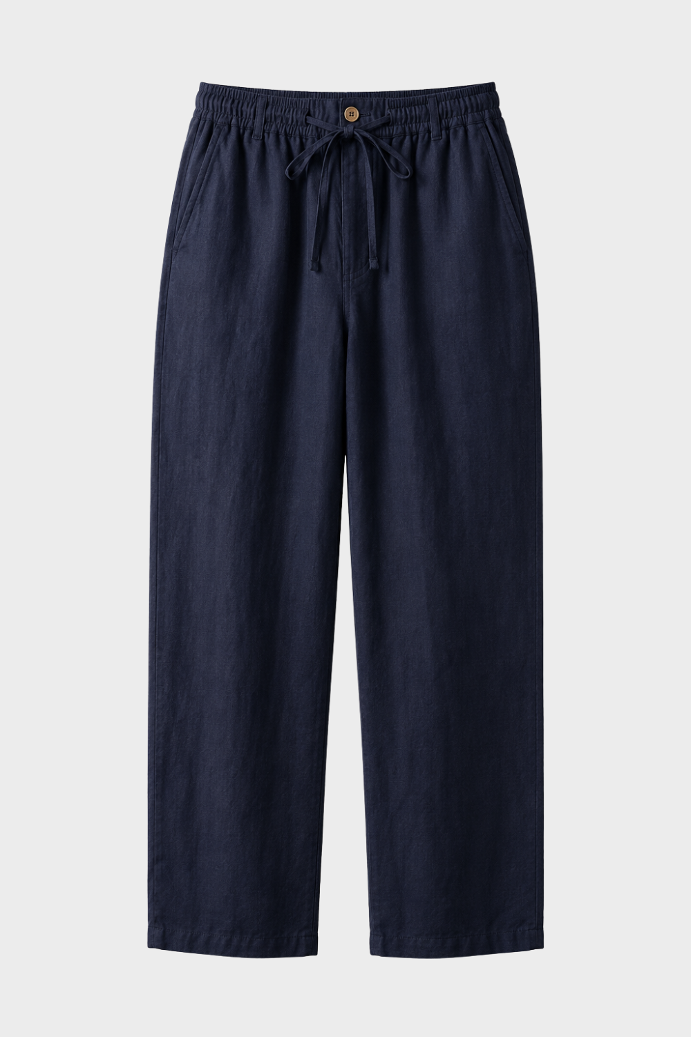 Men's Linen Trousers with Elastic Waistband and Drawstring