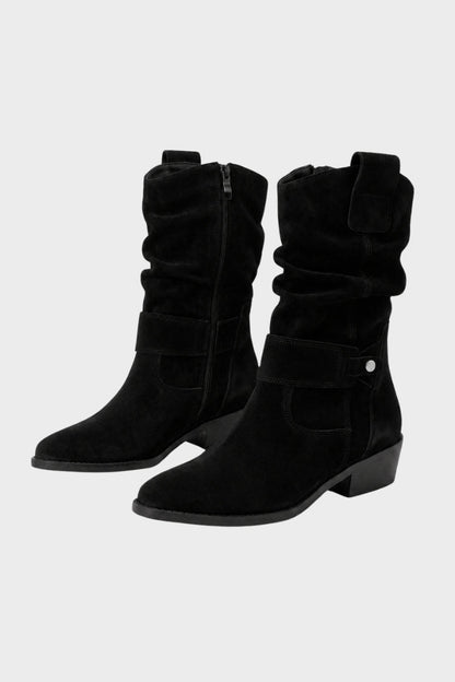 Women's Calf-Length Boots | Buckle Straps & Low Heels