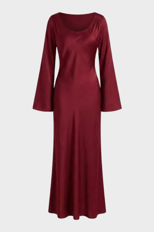 Women's Satin Maxi Dress | Long Sleeve