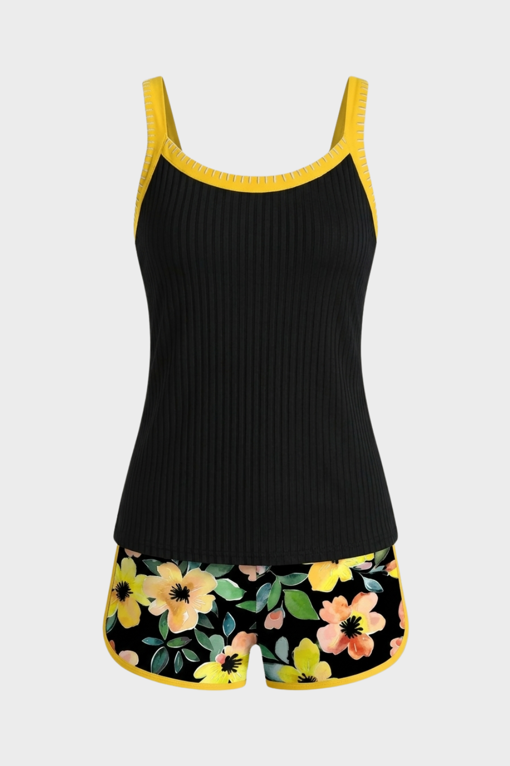 Women's Floral Tankini Swimsuit | Contrast Trim