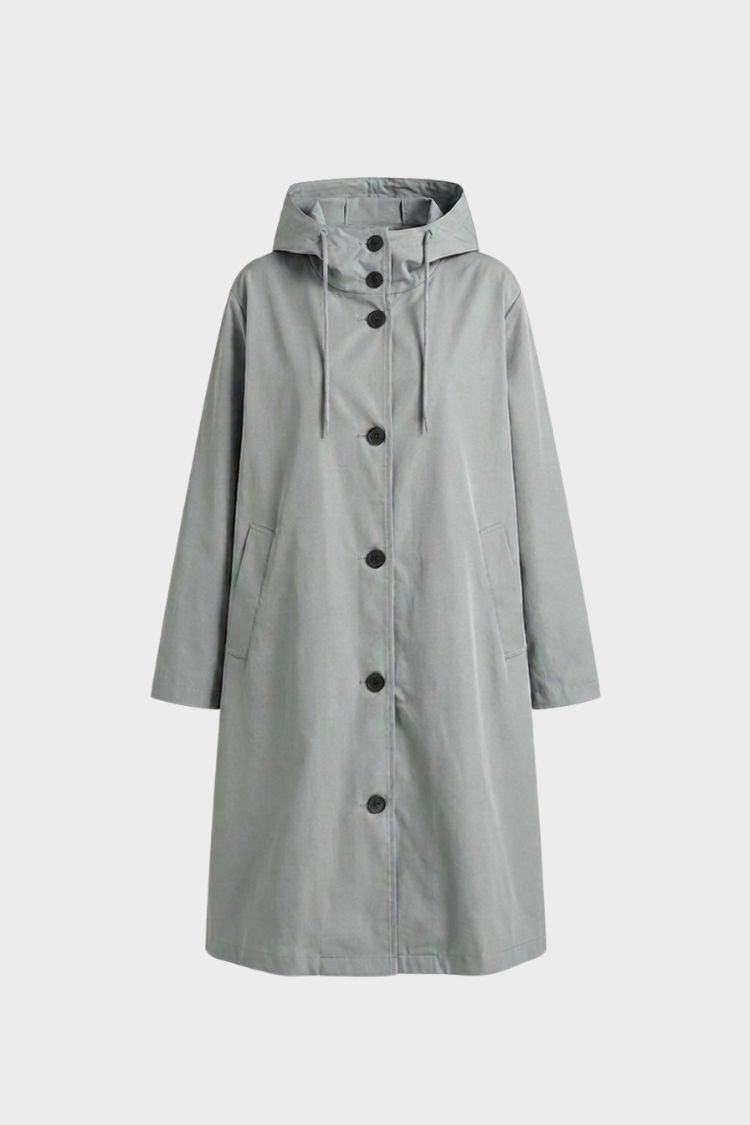 Women's Hooded Raincoat | Button-Front