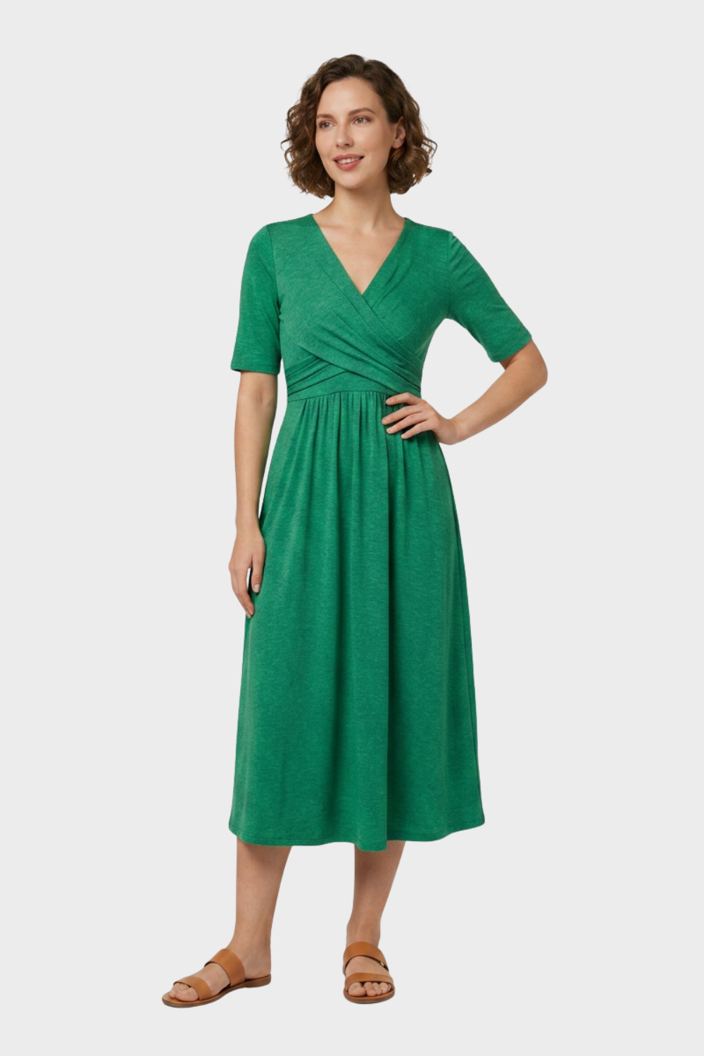 Women's Wrap Midi Dress | V-Neck