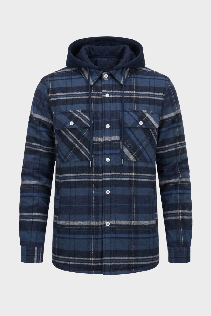 Men's Checked Shirt Jacket | Hooded